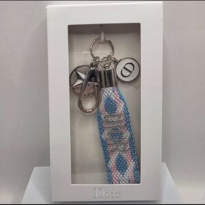Dior Keychain with Blue, Pink, and Silver Details NIB Dior GWP